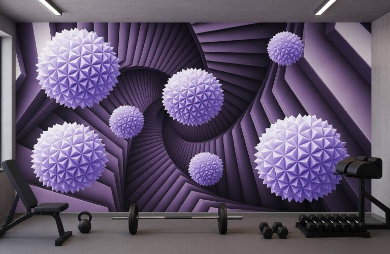 Фотошпалери 3D фіолетові сфери