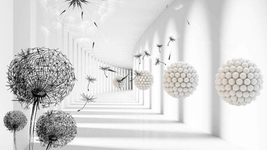 Фотошпалери 3D Тунель з кульбаб