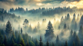 Фотошпалери лісовий оповитий туман