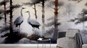 0399-Журавлі в туманному ліс