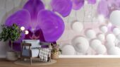 Фотошпалери фіолетові орхідеї 3D