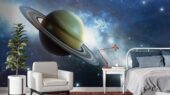 Фотошпалери Космічні планети та фіолетові спалахи