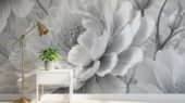 Фотошпалери Півонії у Чорно-Білому Стилі